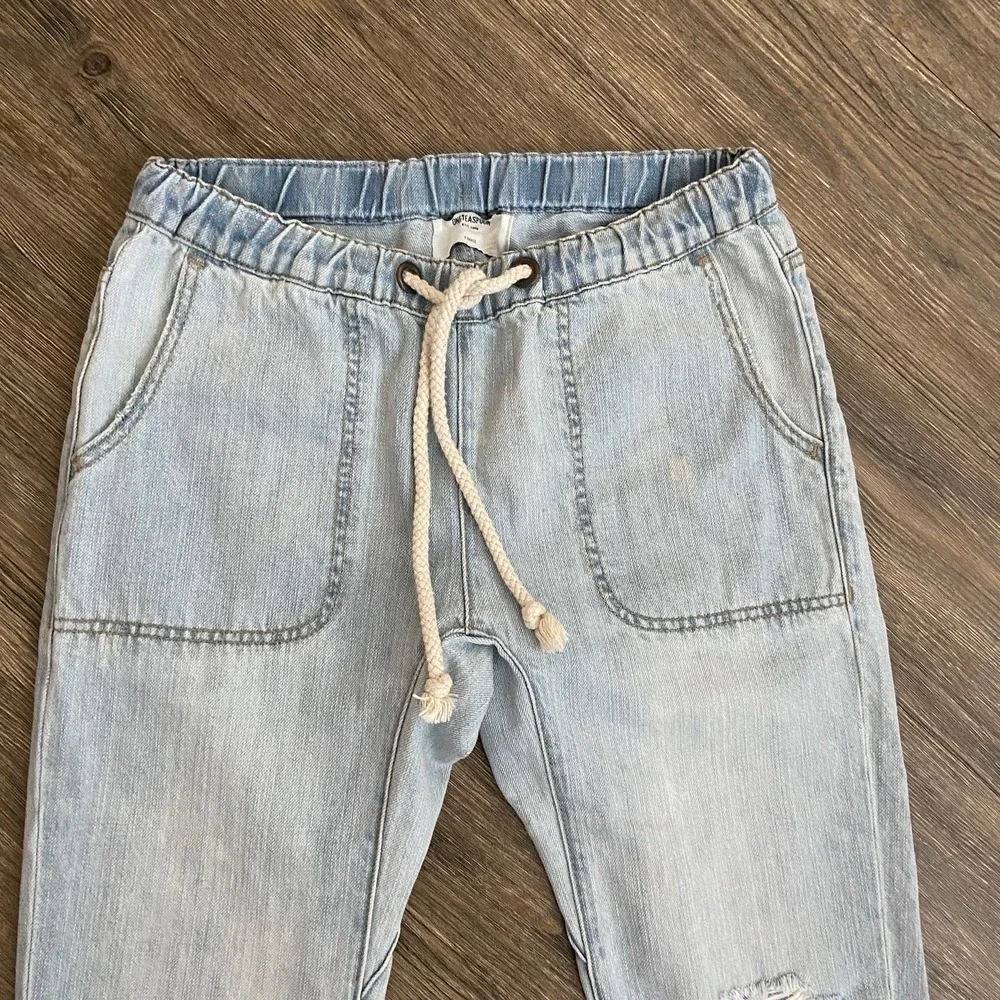 One Teaspoon Shabbies Drawstring Elastic Waist Distressed Jean Pants XSMALL XS - Picture 4 of 8